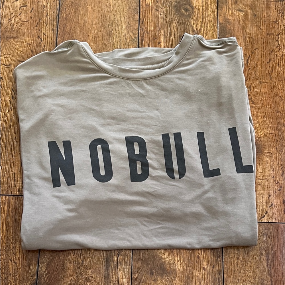 NOBULL Beige Tee with Black Logo